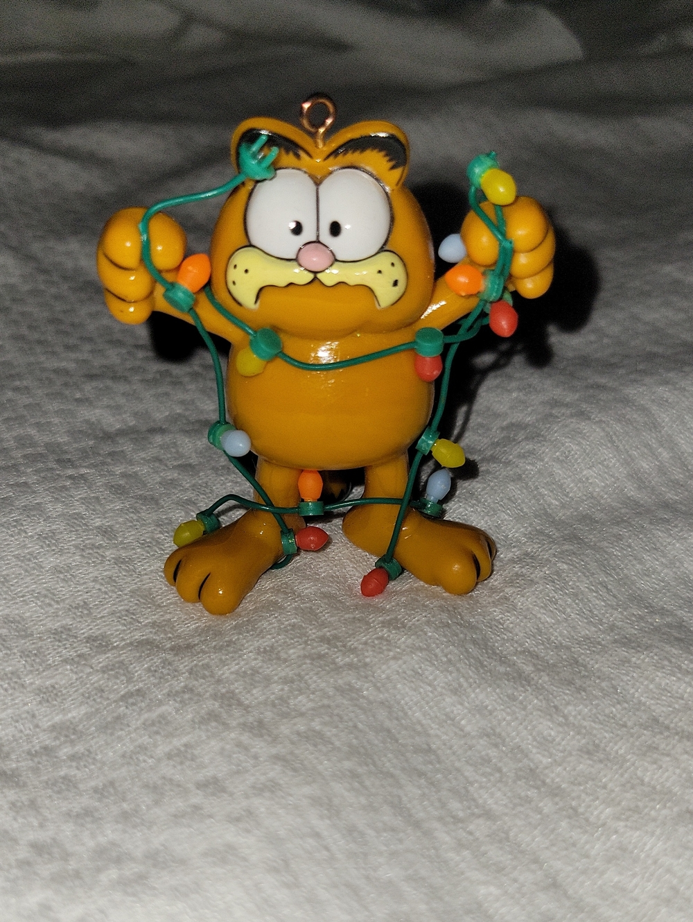 RARE ENESCO 1978 GARFIELD WITH STRING LIGHTS CHRISTMAS ORNAMENT